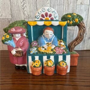 Clay art is Charming Ceramic Flower stand  Market Figurine teapot